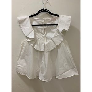 Zara White Ruffled Top